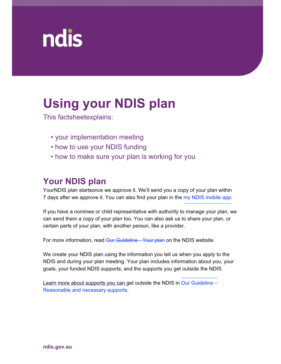 Cover image for Using your NDIS plan booklet