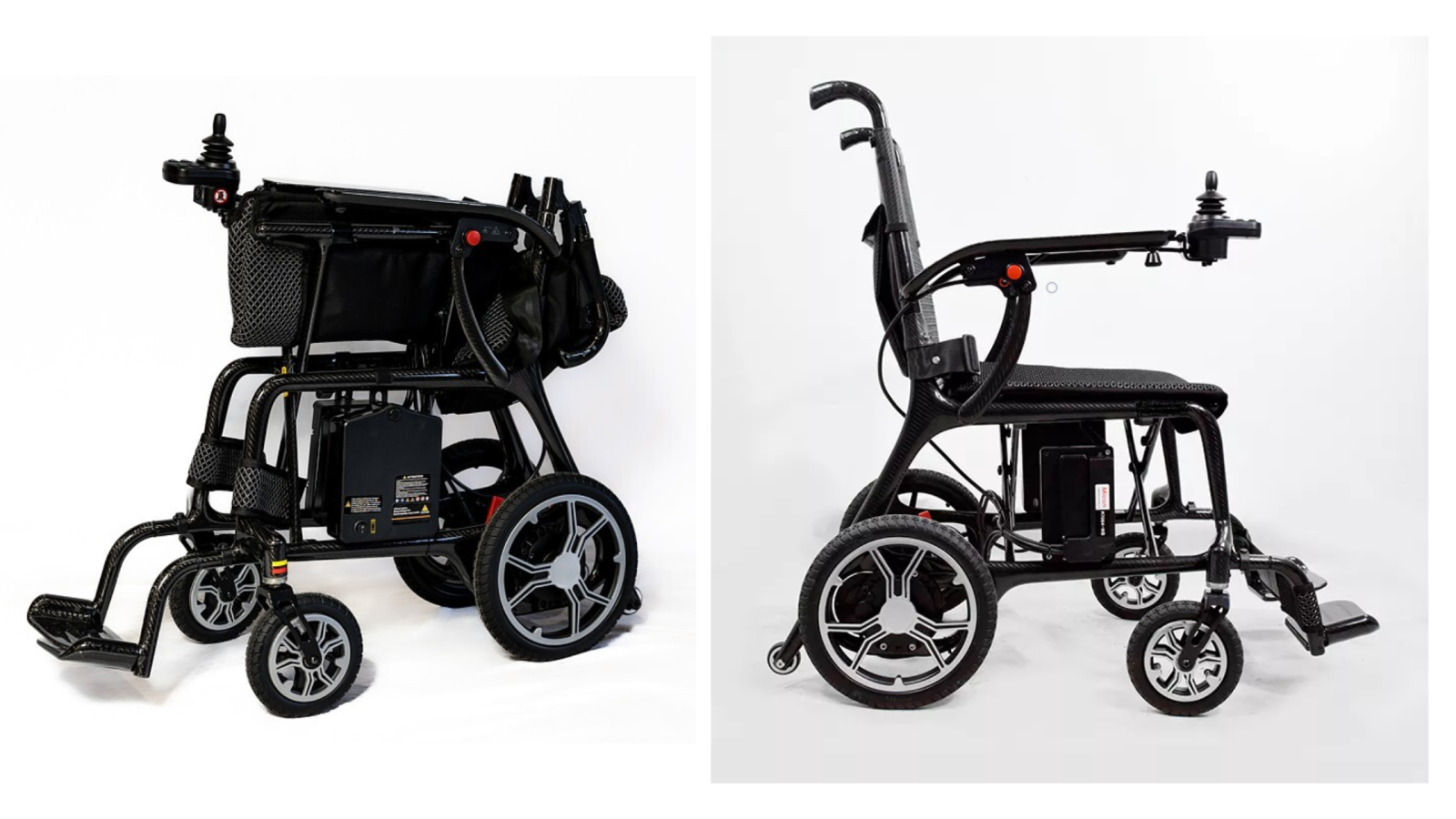 Close-up of a carbon fibre wheelchair frame showing lightweight engineering