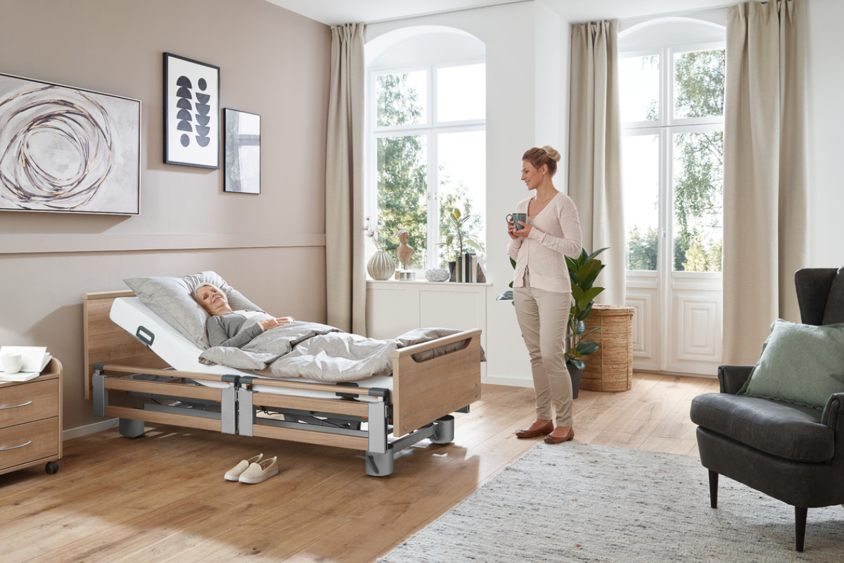 Warm home setting with assistive equipment support