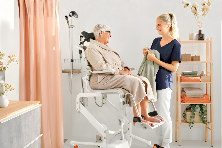 Therapist supporting a client at home