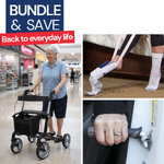 Getting out bundle -  Latitude carbon fibre rollator, handybar car handle and sock aid