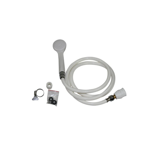 Clamp On Bath Hose Hand Held White With 1.2m Hose & Screw End Attachment - SKU: 10-0806